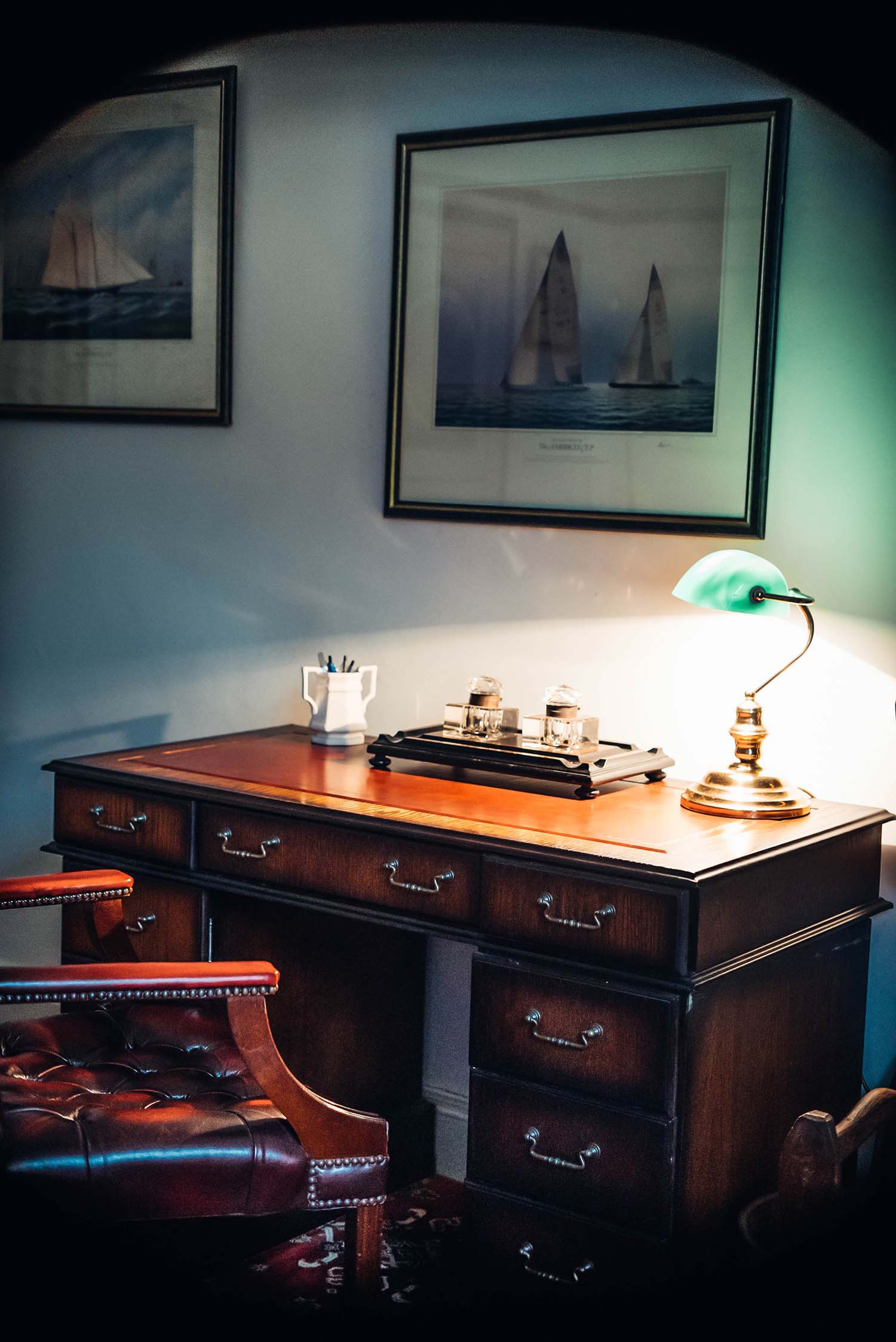 Mahogany desk in the Study