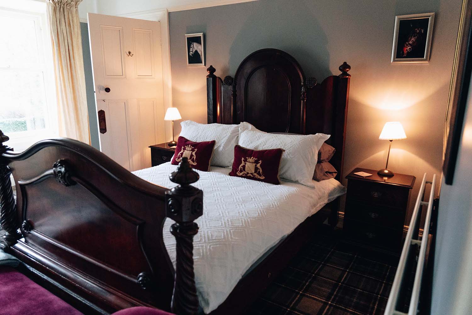 Close up of he bed in the Tartan Bedroom